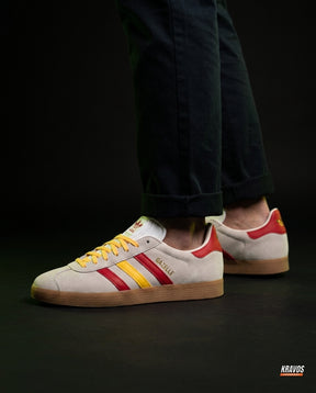AD Suede Stripe Terrace Trainer Cream Red Yellow