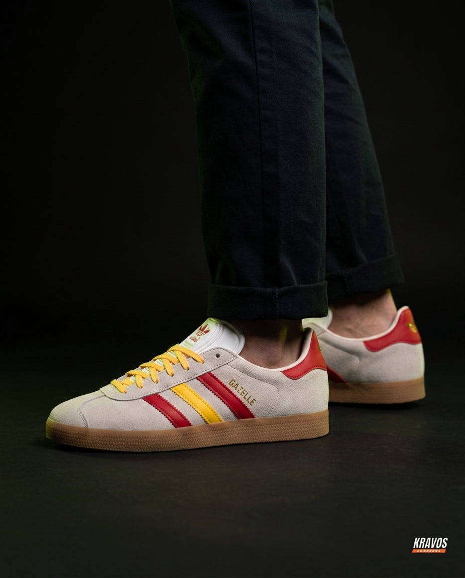 AD Suede Stripe Terrace Trainer Cream Red Yellow