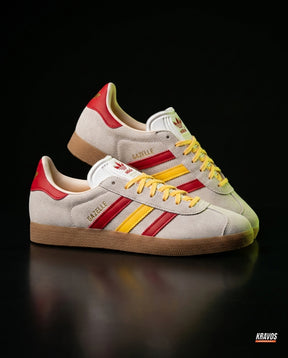 AD Suede Stripe Terrace Trainer Cream Red Yellow