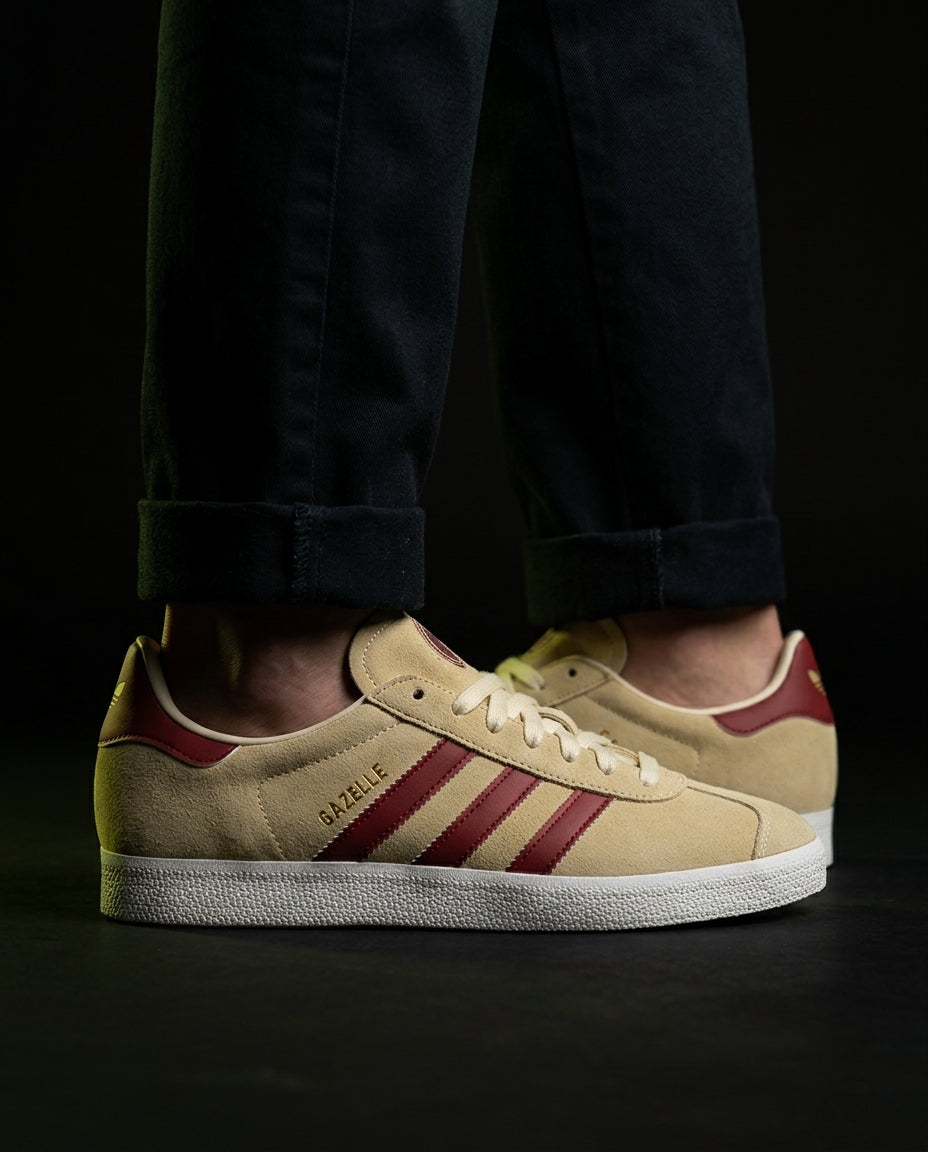 AD Suede Stripe Terrace Trainer Tan Burgundy