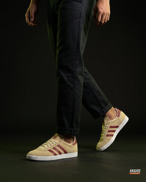 AD Suede Stripe Terrace Trainer Tan Burgundy