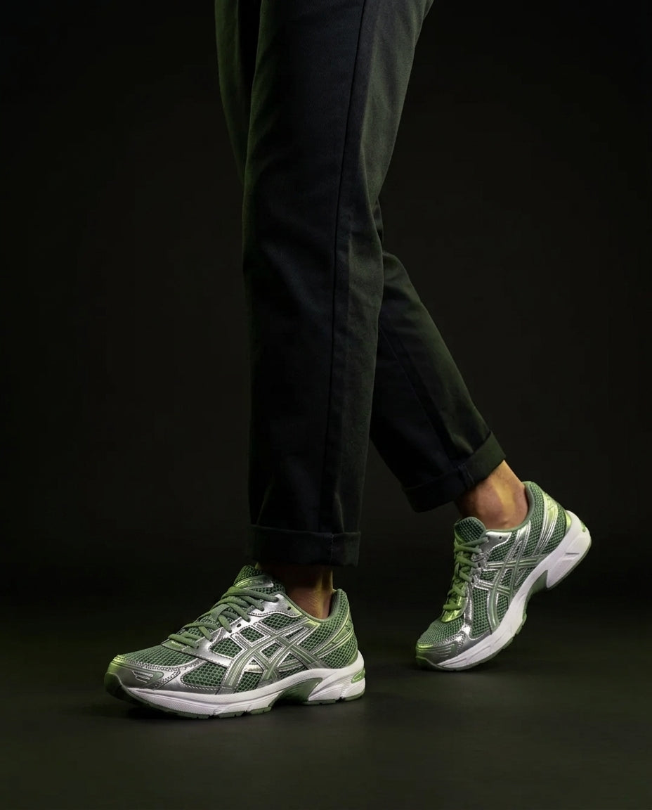 ASC 1130 Mesh Layered Retro Runner Green Silver