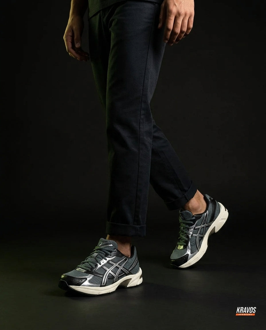 ASC 1130 Mesh Layered Retro Runner Grey Black White