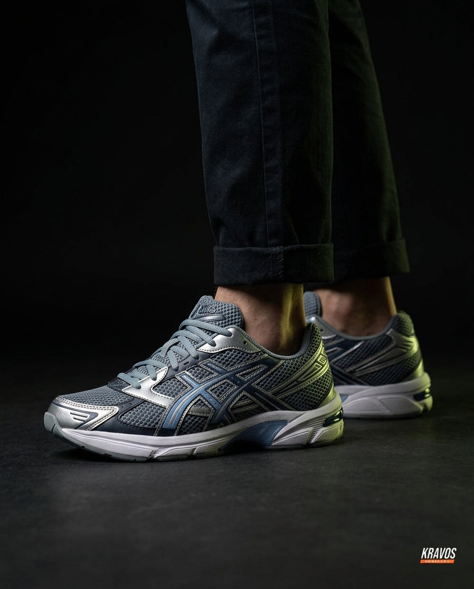 ASC 1130 Mesh Layered Retro Runner Grey Navy Blue