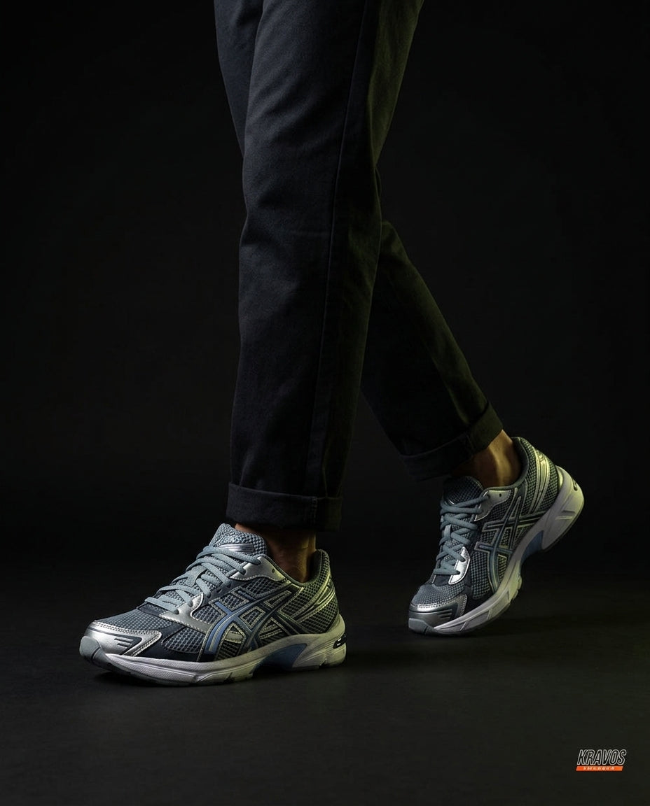 ASC 1130 Mesh Layered Retro Runner Grey Navy Blue
