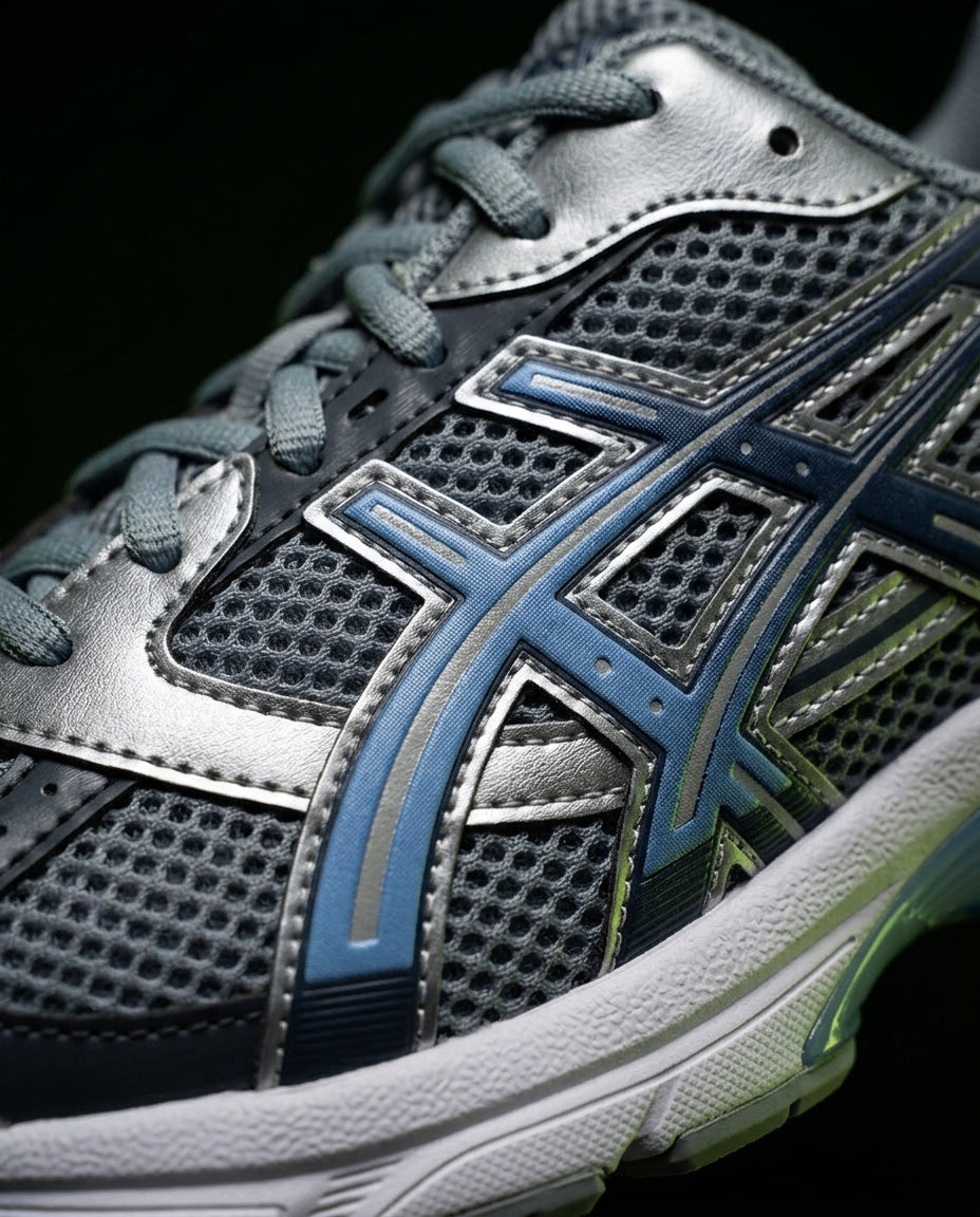 ASC 1130 Mesh Layered Retro Runner Grey Navy Blue