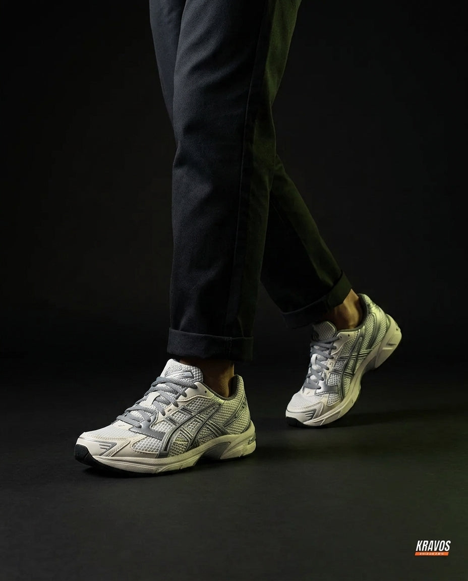ASC 1130 Mesh Layered Retro Runner White Grey Silver