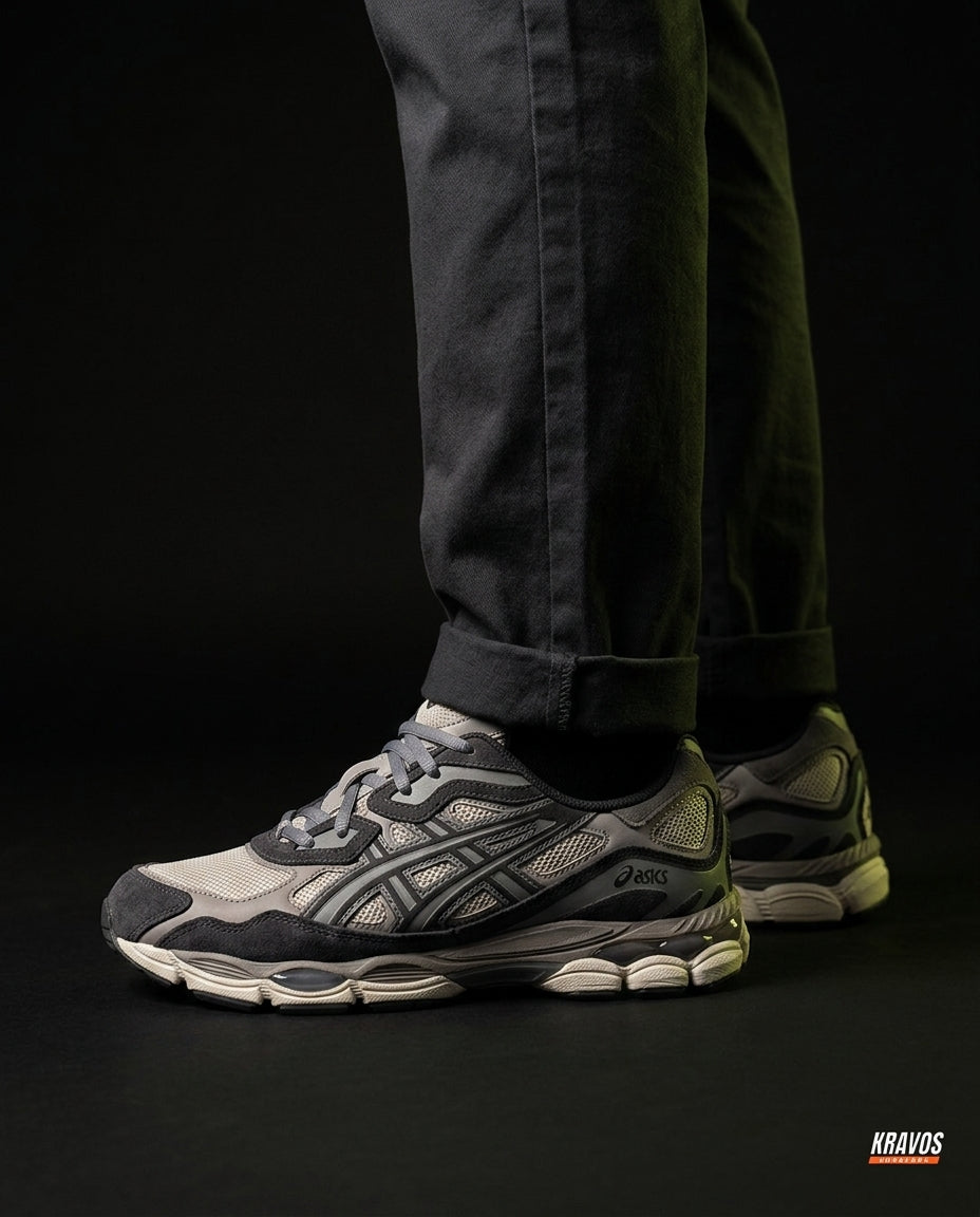 ASC Mesh Gel-Cushioned Retro Runner Grey Charcoal Cream