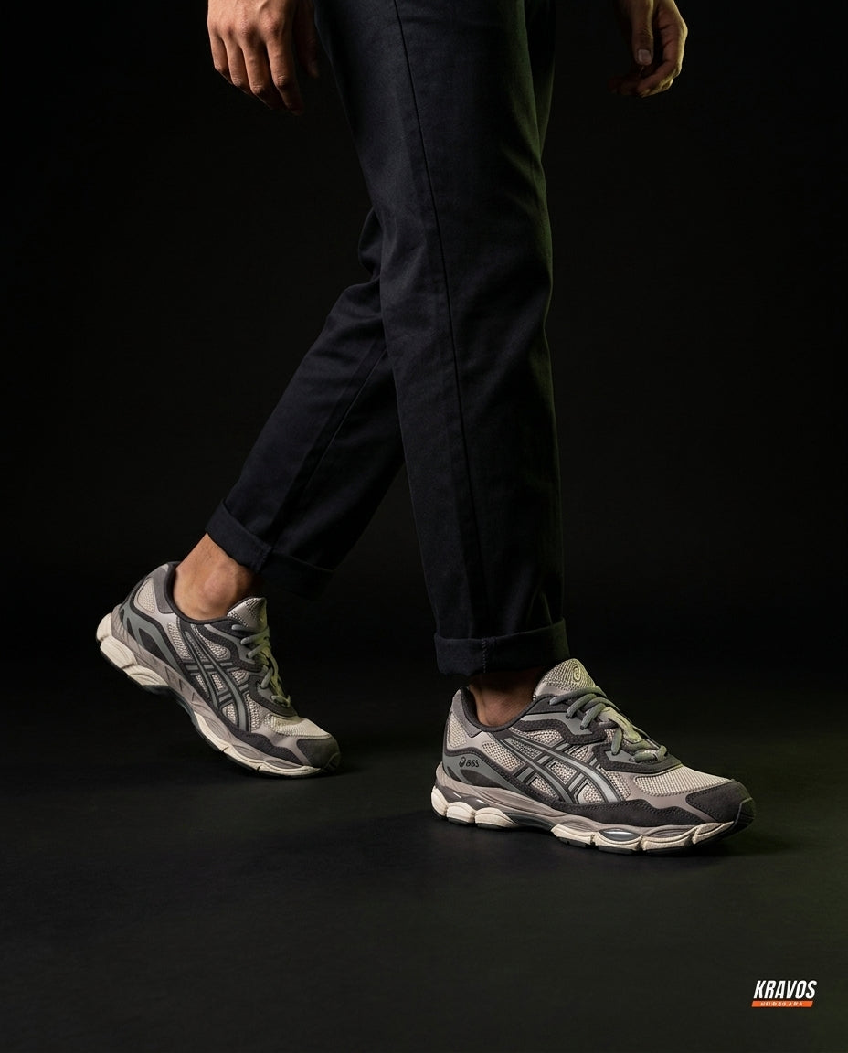 ASC Mesh Gel-Cushioned Retro Runner Grey Charcoal Cream