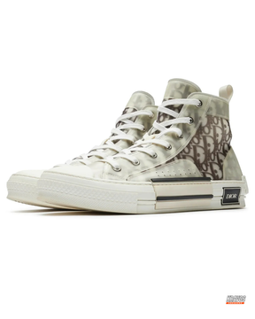 DIOR Preloved Canvas Oblique-Print High-Top Trainer