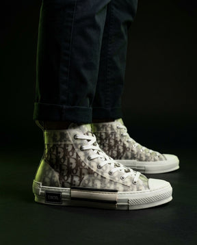 DIOR Preloved Canvas Oblique-Print High-Top Trainer
