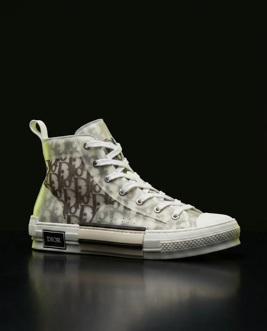 DIOR Preloved Canvas Oblique-Print High-Top Trainer