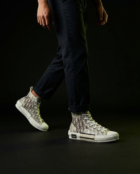 DIOR Preloved Canvas Oblique-Print High-Top Trainer