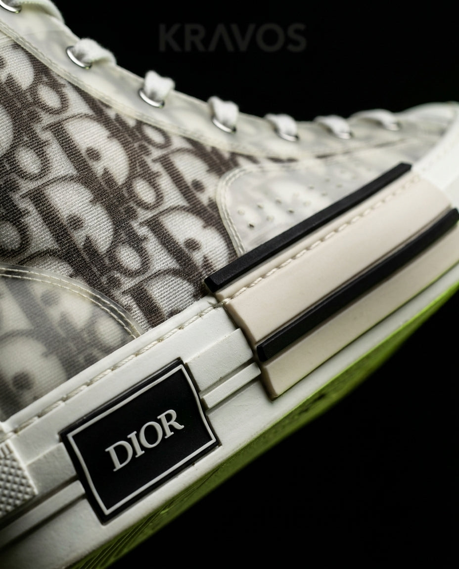 DIOR Preloved Canvas Oblique-Print High-Top Trainer