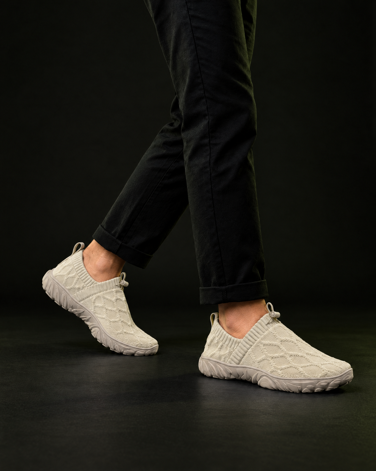 Kravos FlowKnit — Beige / Taupe — 03-walking-motion