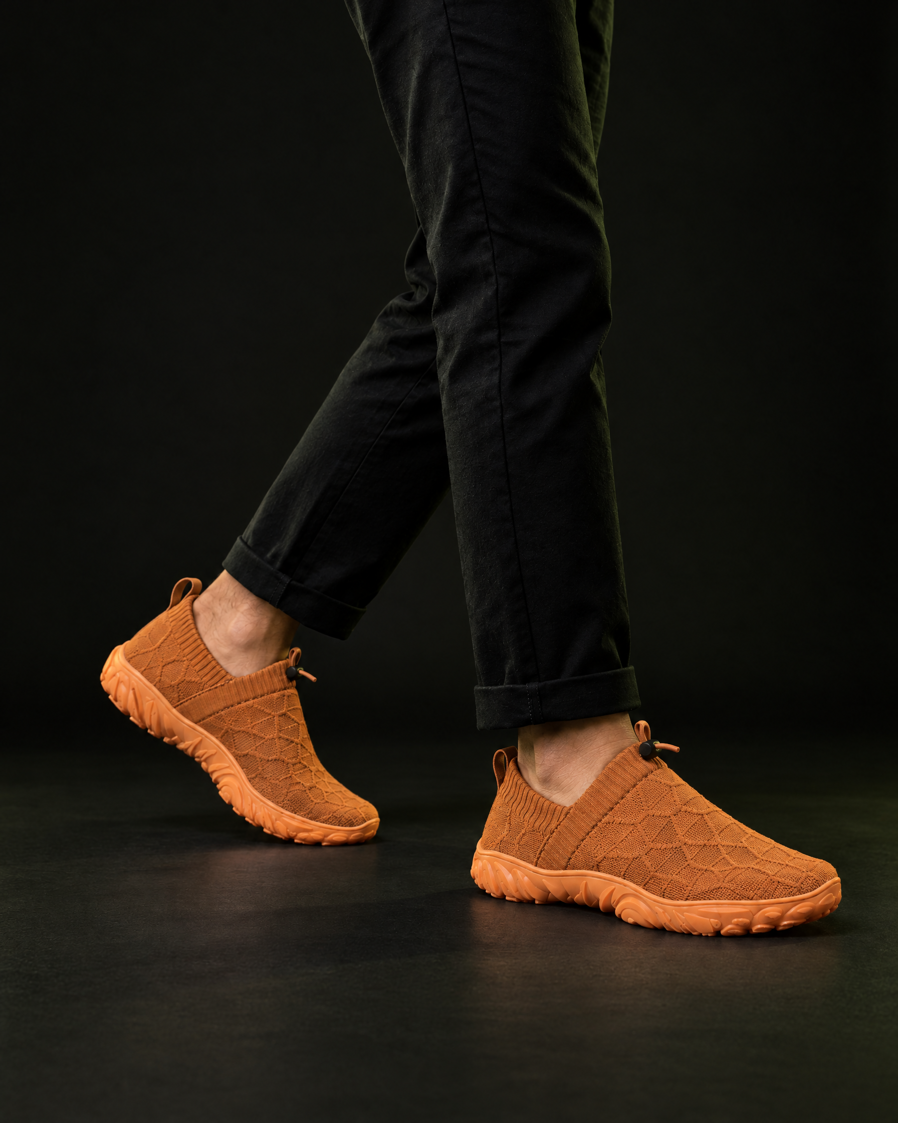 Kravos FlowKnit — Caramel / Gum — 03-walking-motion