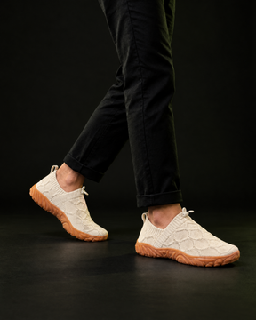 Kravos FlowKnit — Cream / Gum — 03-walking-motion