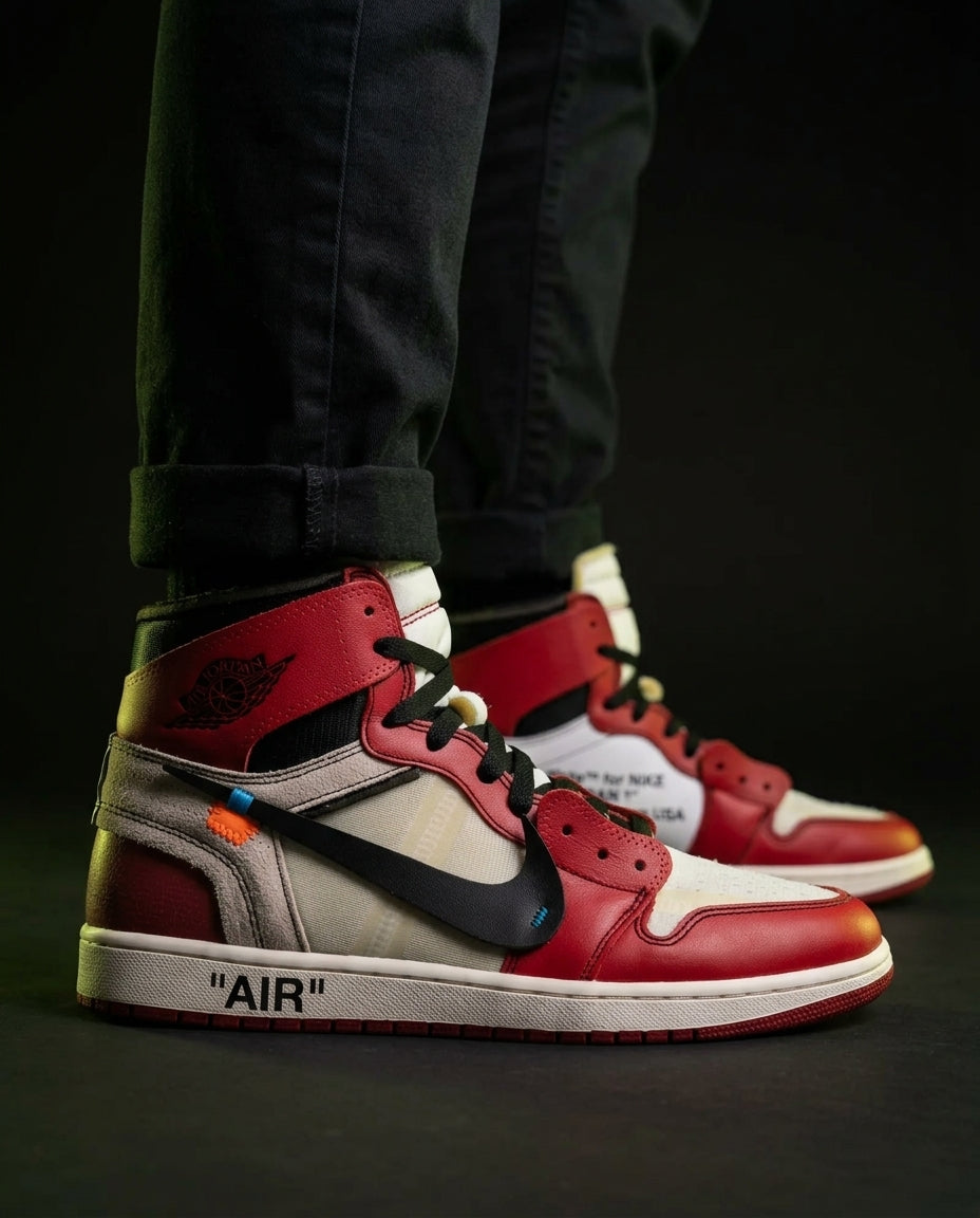 JDN 1 Leather Deconstructed High-Top Trainer Red White Black