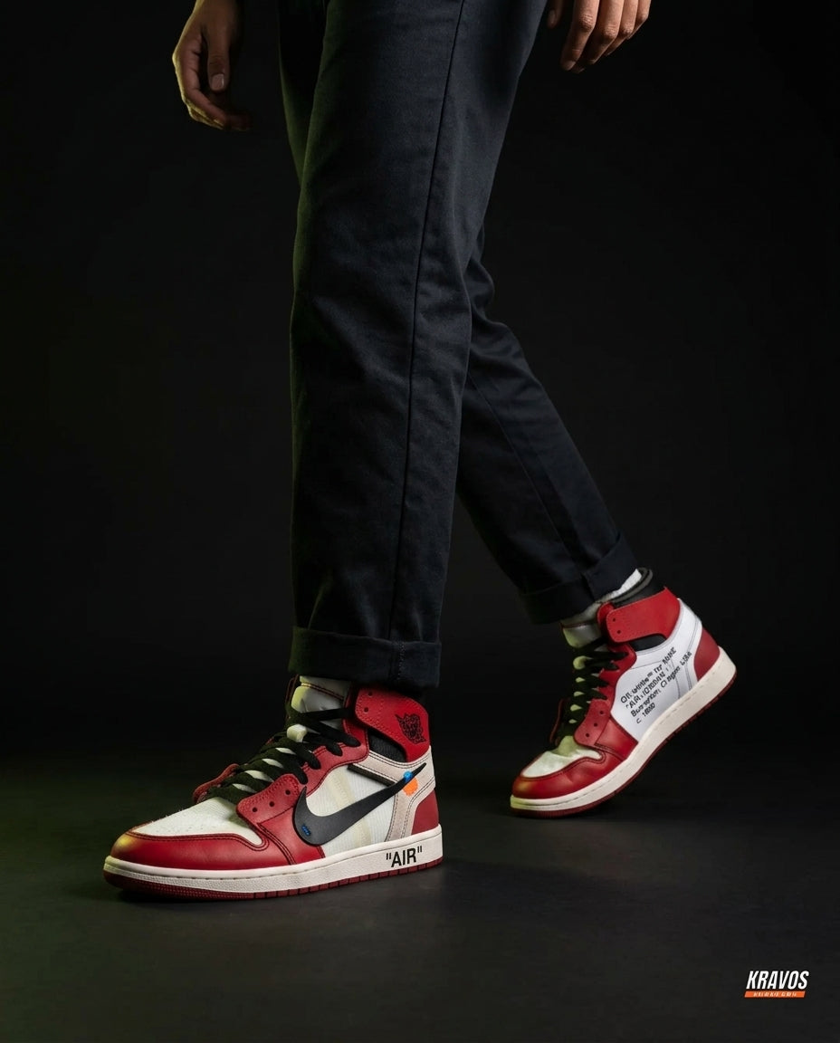 JDN 1 Leather Deconstructed High-Top Trainer Red White Black