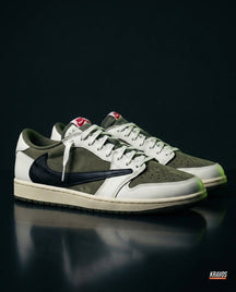 JDN 1 Leather Panelled Court Trainer Olive White Black