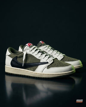 JDN 1 Leather Panelled Court Trainer Olive White Black
