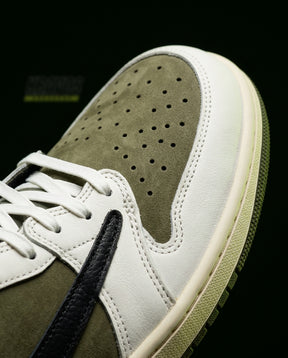 JDN 1 Leather Panelled Court Trainer Olive White Black