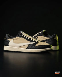 JDN Leather Layered Swoosh Court Trainer Tan Black Cream