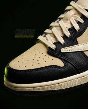 JDN Leather Layered Swoosh Court Trainer Tan Black Cream