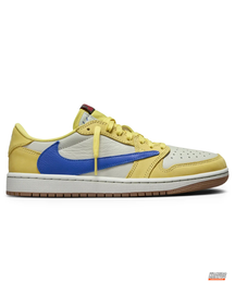 JDN Leather Layered Swoosh Court Trainer Yellow Blue White #yellowbluewhite