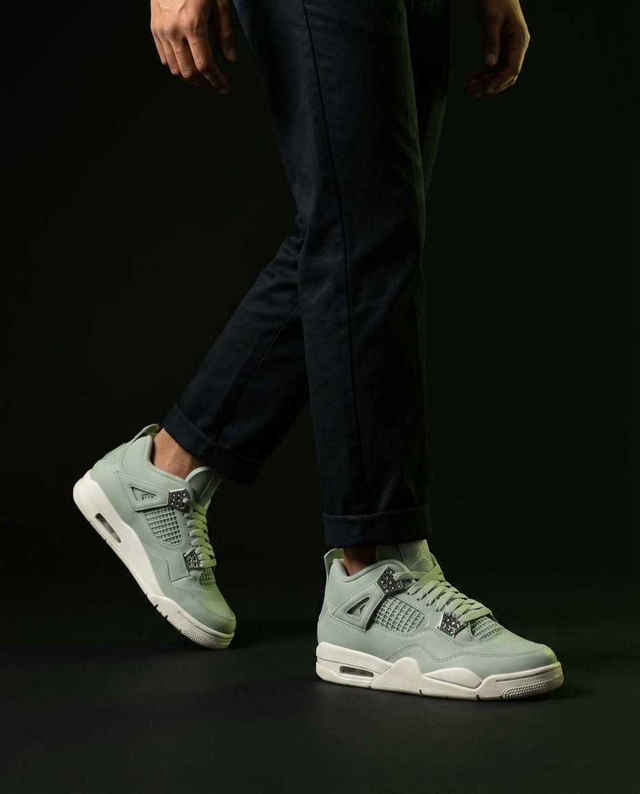 JDN Leather Mesh Panelled High-Top Trainer