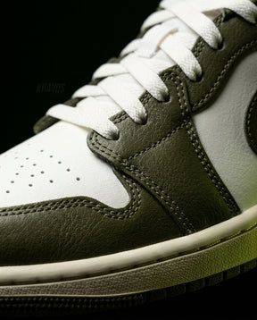 JDN Leather Panelled Court Trainer Olive White