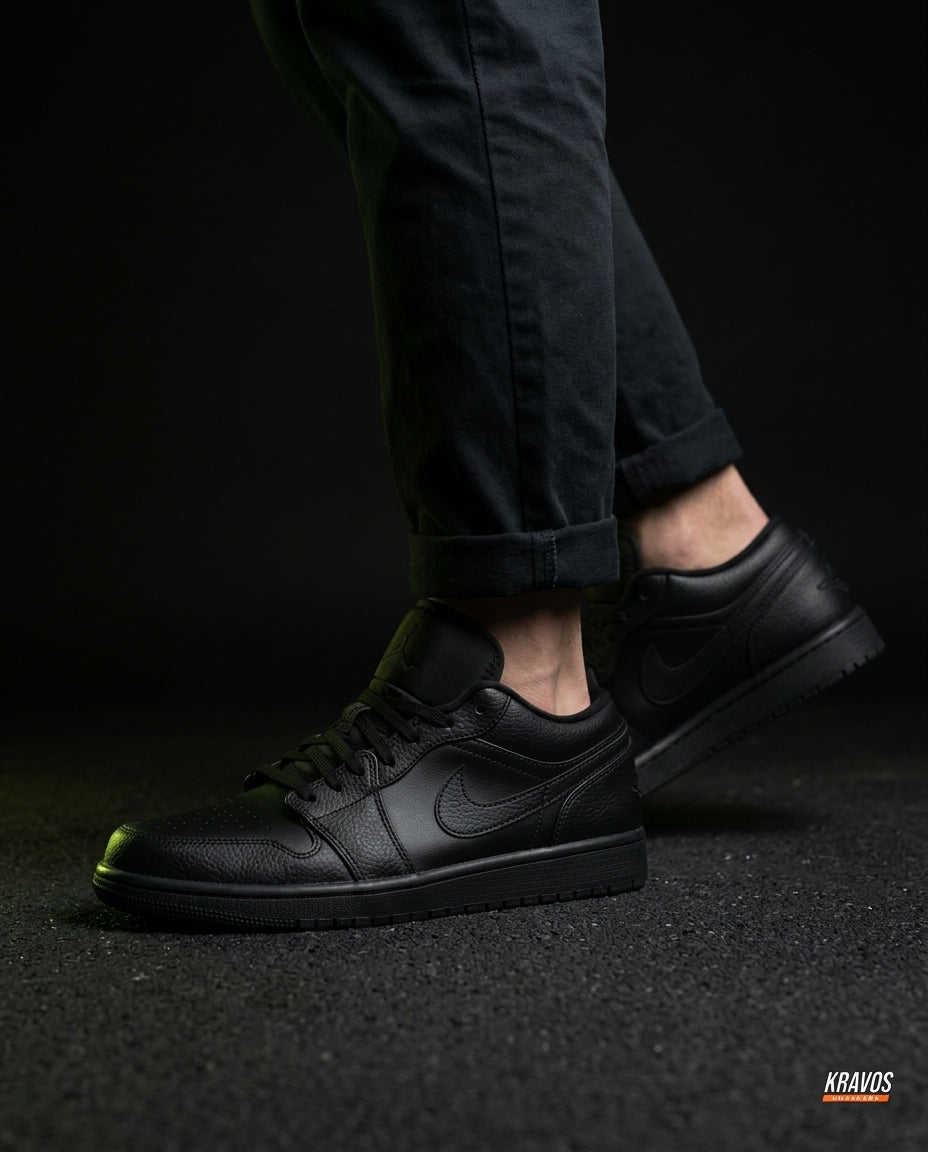 JDN Leather Panelled Court Trainer Triple Black