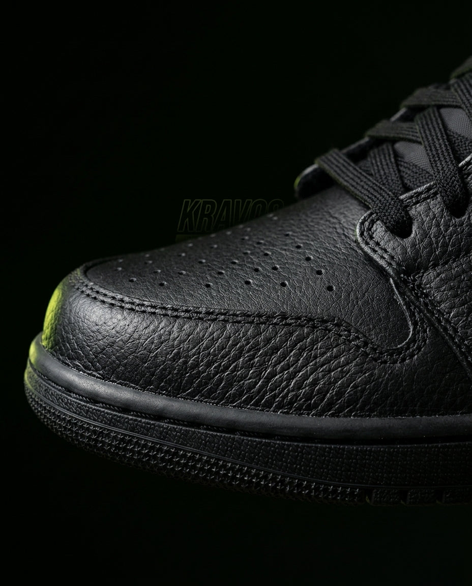 JDN Leather Panelled Court Trainer Triple Black