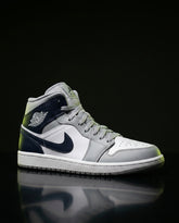 JDN Leather Panelled Wings Mid Trainer Grey Navy White