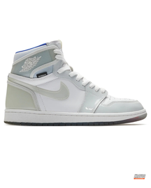 JDN Leather Patent-Toe High-Top Trainer White Grey Blue #whitegreyblue