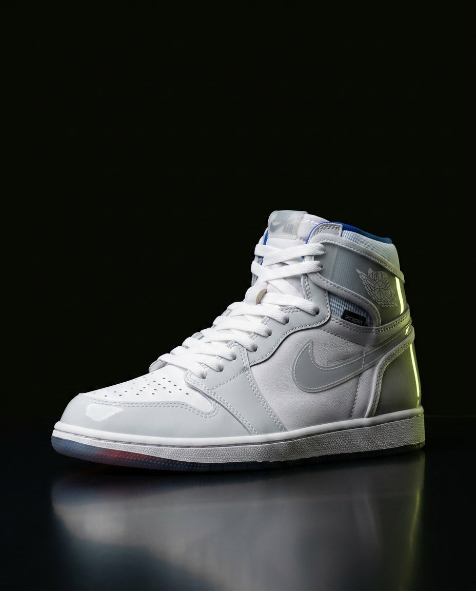 JDN Leather Patent-Toe High-Top Trainer