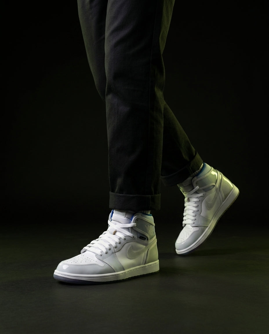 JDN Leather Patent-Toe High-Top Trainer