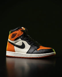 JDN Leather Perforated-Toe High Trainer Sail Black Orange