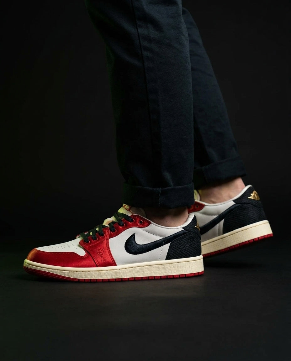 JDN Leather Satin-Panel Court Trainer