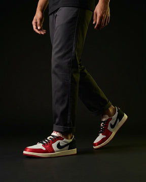 JDN Leather Satin-Panel Court Trainer