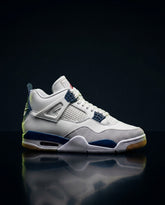 JDN Leather Suede Gum-Sole Mid Trainer White Blue Grey