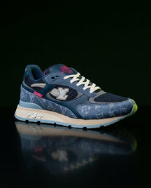 LV Denim Panelled Chunky Runner Navy Denim White