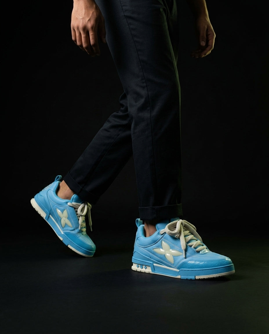 LV Leather Mesh Panelled Skate Trainer