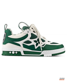LV Leather Mesh Panelled Skate Trainer Green White #greenwhite
