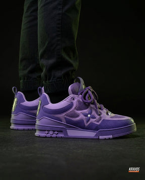 LV Leather Mesh Panelled Skate Trainer Purple Lilac