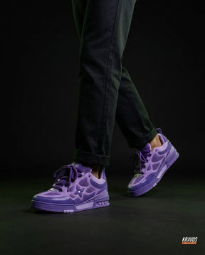 LV Leather Mesh Panelled Skate Trainer Purple Lilac