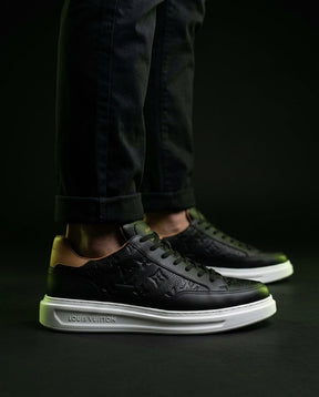 LV Leather Monogram Embossed Court Trainer