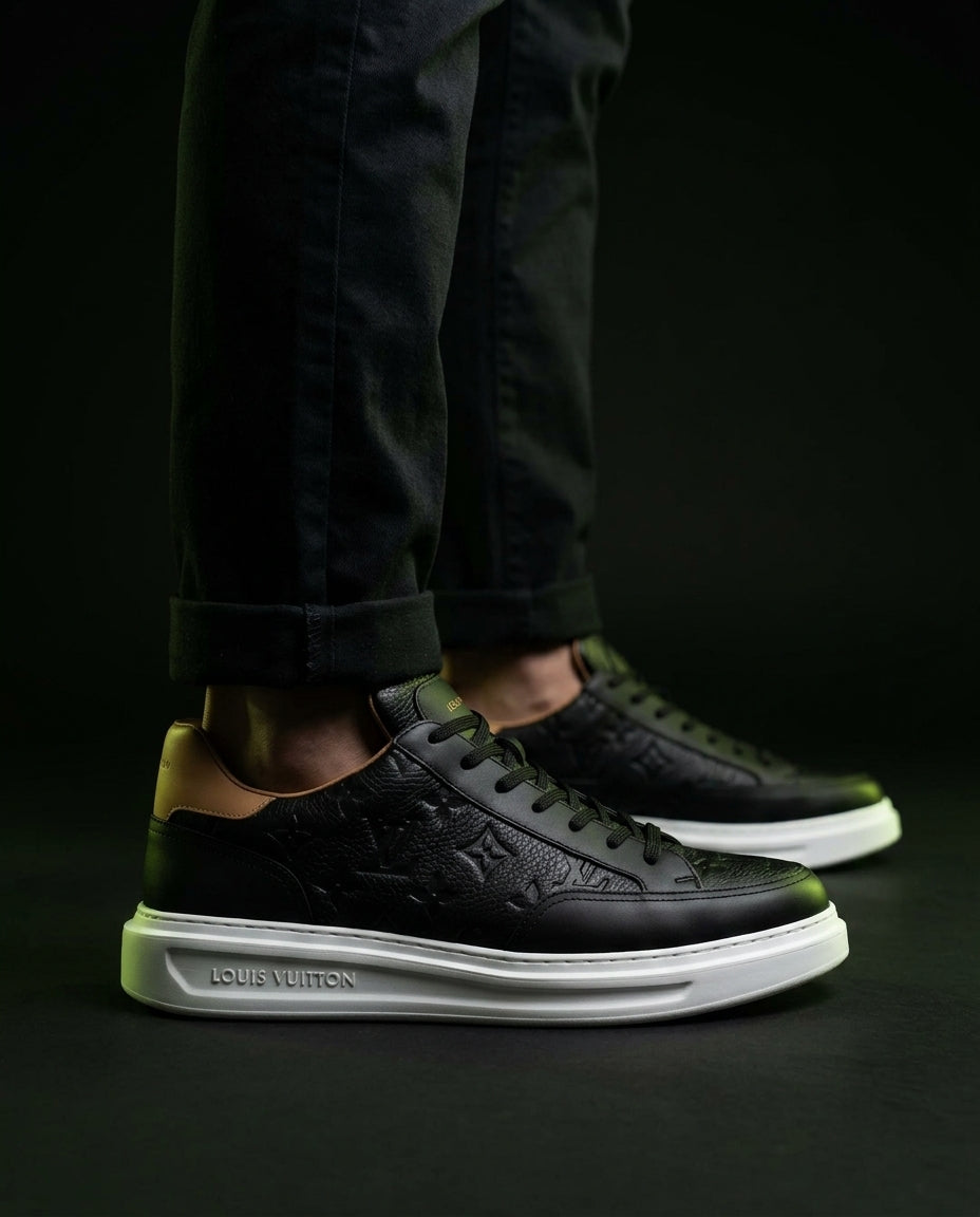 LV Leather Monogram Embossed Court Trainer