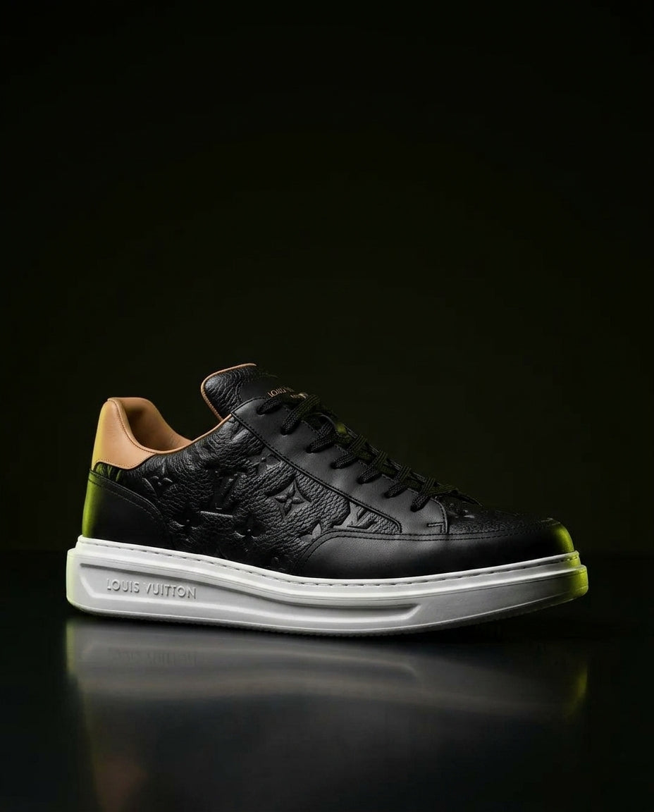 LV Leather Monogram Embossed Court Trainer