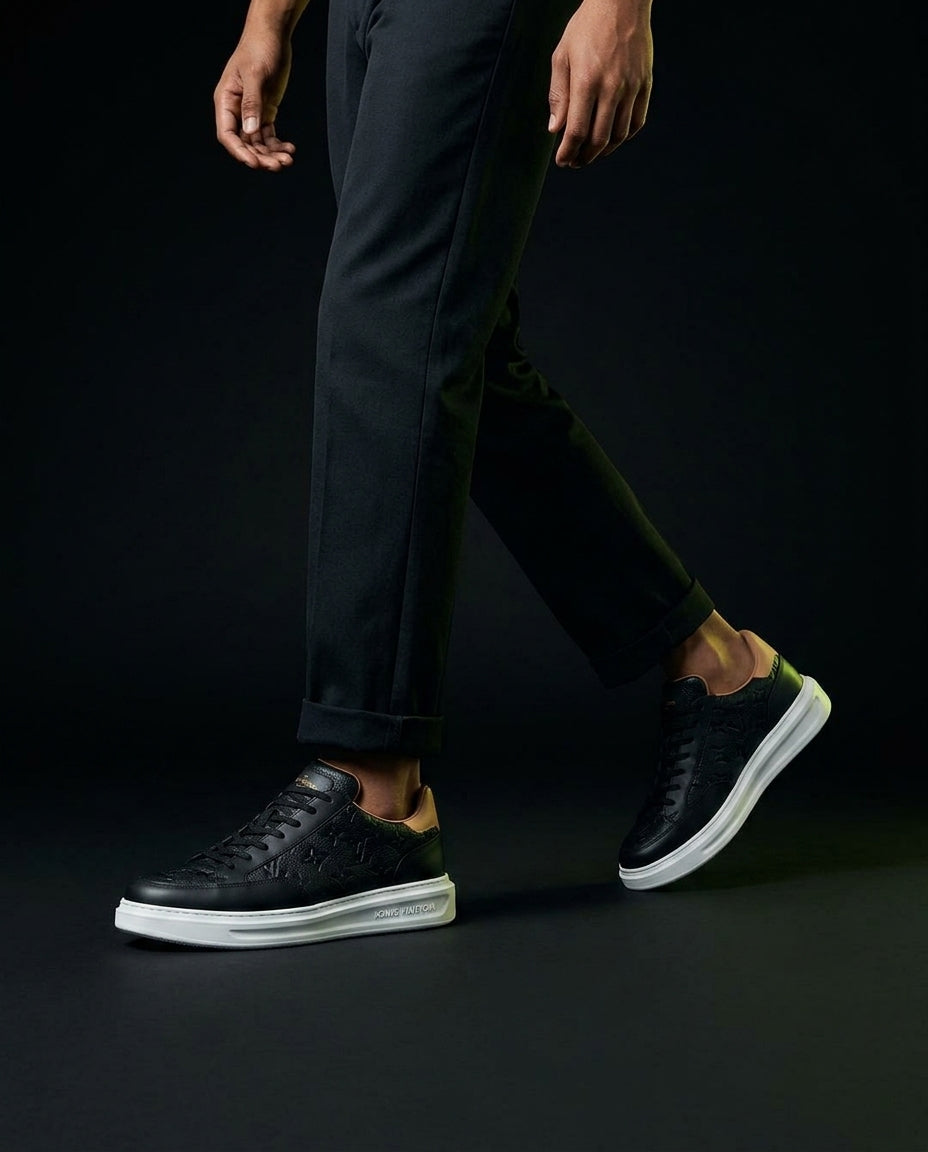 LV Leather Monogram Embossed Court Trainer